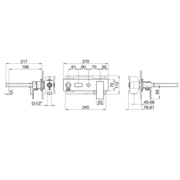 смеситель для ванны с душем fantini mint 34 93 f021b