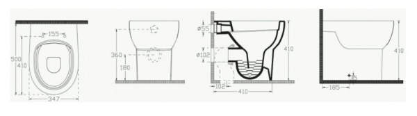 унитаз приставной isvea absolute 10ab10002sv, цвет-белый