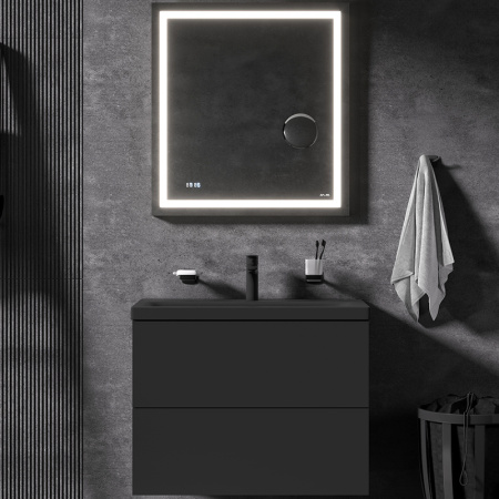 Комплект мебели для ванной AM.PM Gem 75 BK90GN подвесной черный матовый со смесителем для раковины и аксессуарами