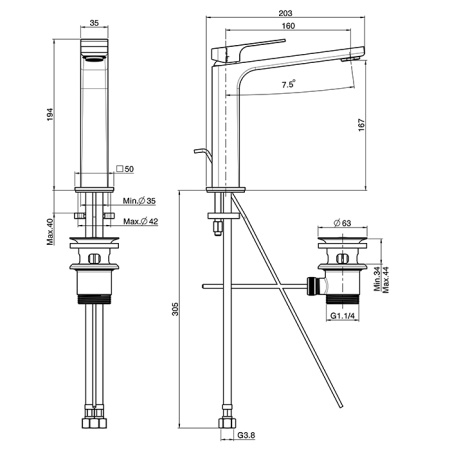 смеситель для раковины fima carlo frattini fit f3381lcr, донный клапан, цвет хром