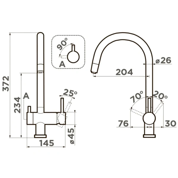 смеситель omoikiri yamada 4994479 для кухни, светлое золото