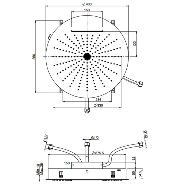 верхний душ fima|carlo frattini soffioni f5911or 40 см, 3 режима, потолочный, золото