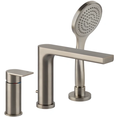 Смеситель Gessi Via Manzoni 38634#149 для ванны, на борт, на 3 отверстия, цвет Finox