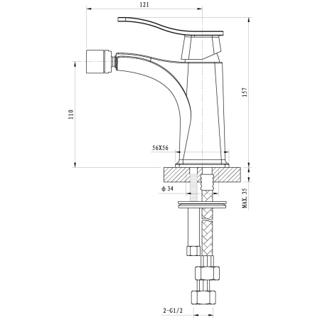 смеситель wonzon & woghand navia ww-185001-cr для биде, без донного клапана, хром