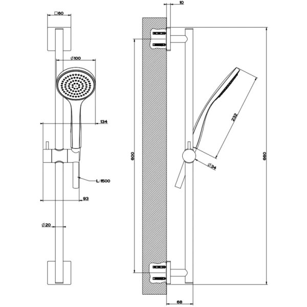 душевой гарнитур gessi emporio 47314#031 цвет хром