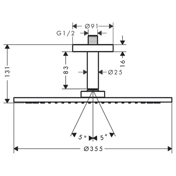 верхний душ axor showersolutions 26035820 с потолочным держателем шлифованный никель
