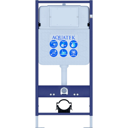 комплект унитаза с инсталляцией aquatek set aquatek классик-010 4в1 с сиденьем микролифт и хромированной клавишей смыва