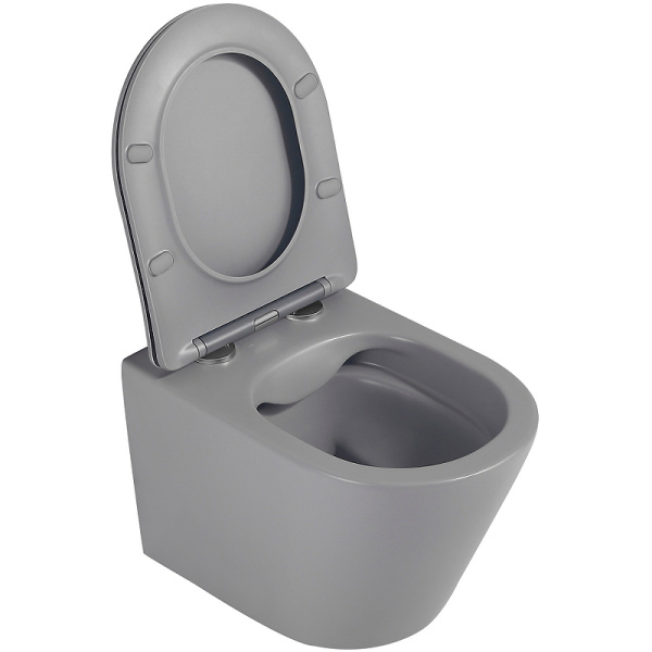 унитаз abber bequem ac1102mg подвесной, с сиденьем микролифт, цвет серый матовый