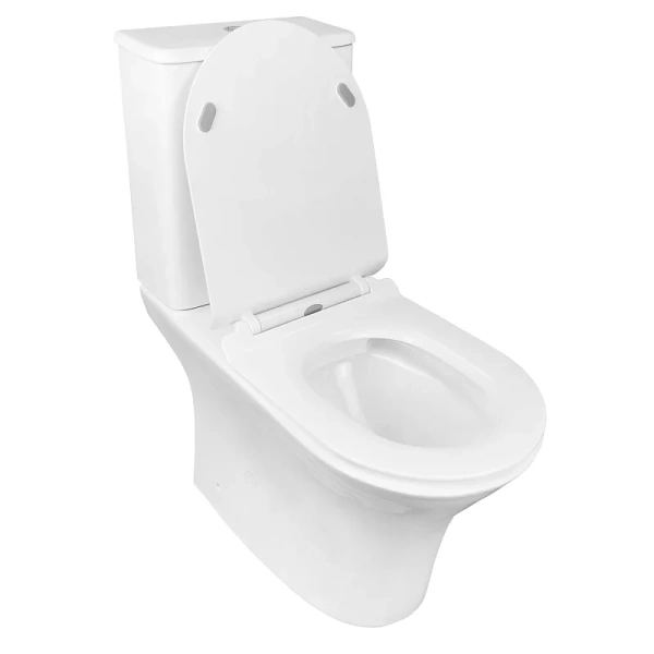 унитаз компакт azario fretta round n az-7121 напольный, безободковый, с бачком и сиденьем микролифт, 65х34х79 см, белый