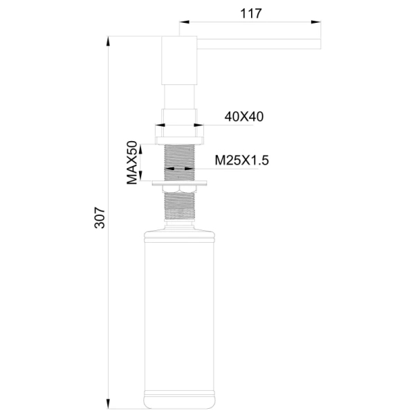 Дозатор для жидкого мыла Wonzon & Woghand WW-88SD01-CR встраиваемый, для кухни, хром