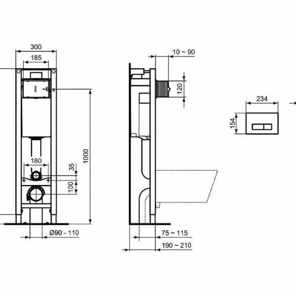 комплект унитаза с инсталляцией ideal standard w220101 с сиденьем микролифт