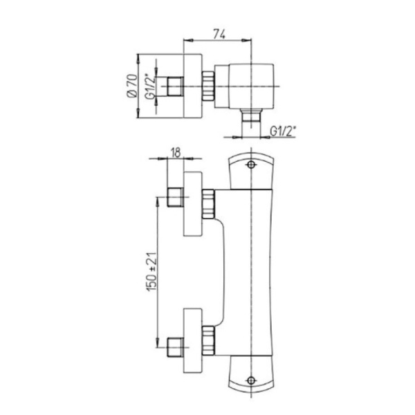 смеситель для душа paini lady 89yo511th с термостатом, черный матовый \ хром