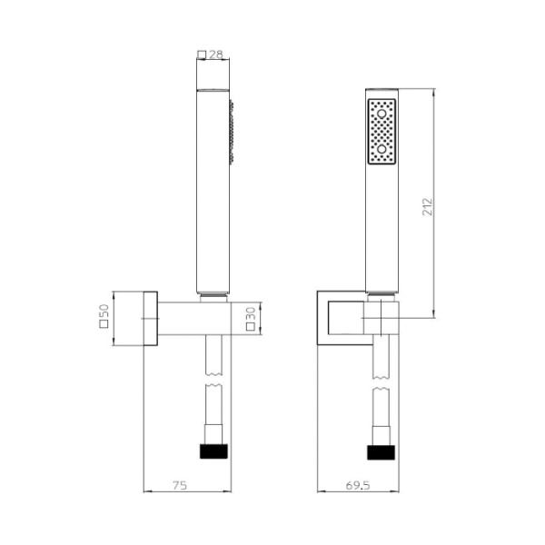 душевой гарнитур bossini cube c51023.073 черный матовый