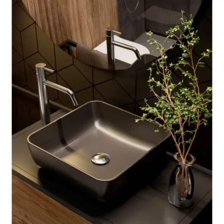 раковина aquame aqm5011mb 39x39 см, накладная, цвет черная матовая