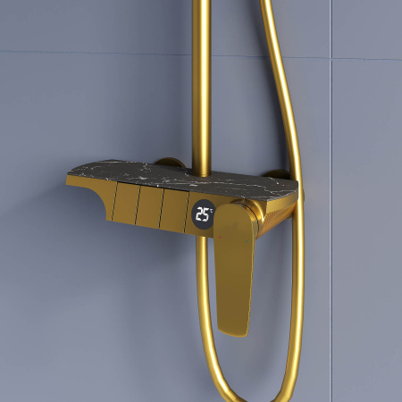 душевая система rgw shower panels sp-33g 51140133-06 , с термостатическим смесителем, цвет золото