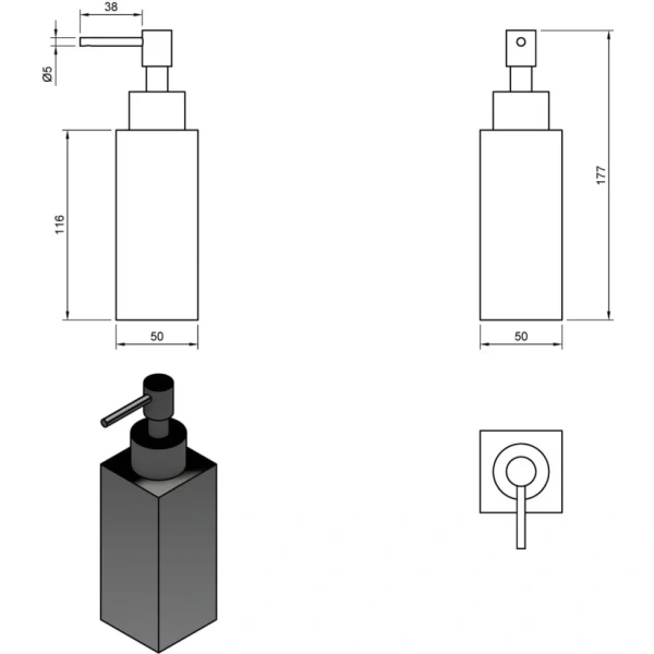 Дозатор для мыла Cezares Prizma PRIZMA-SOIP-03/24 Золото 24 карат