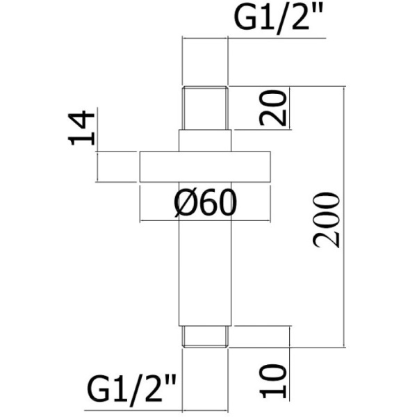 кронштейн paffoni zsof065no потолочный, 19 см, черный матовый