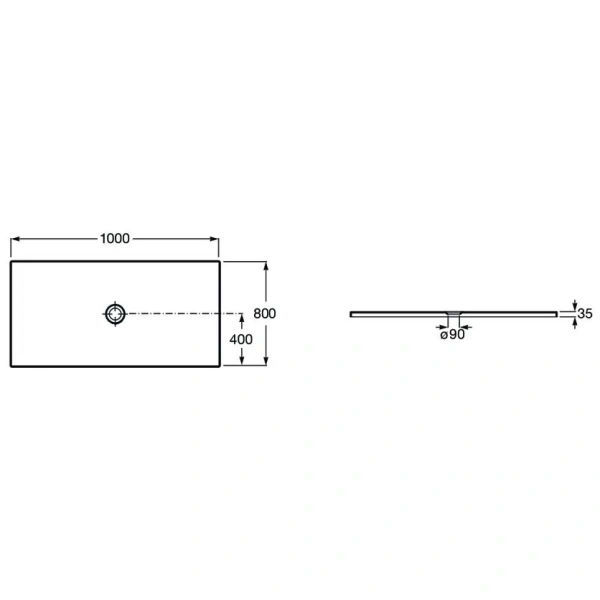 керамический поддон 100x80 см roca cratos 3740l8660