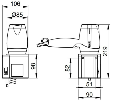 фен с настенным креплением keuco plan 14995 010037