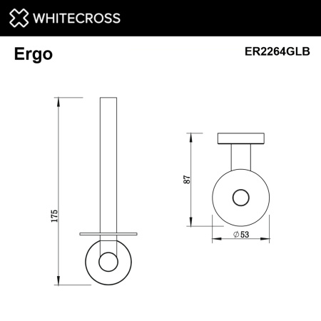 держатель туалетной бумаги whitecross ergo er2264glb запасного рулона, брашированное золото