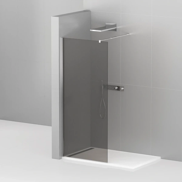 душевая перегородка cezares liberta 120 liberta-l-1-120-gr-cr профиль хром стекло серое