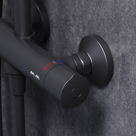 комплект душевого уголка с душевой системой и аксессуарами am.pm gem s 120x80 wk93er профиль черный матовый стекло прозрачное