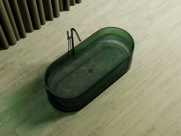 ванна из полиэфирной смолы abber kristall 170х75 at9708emerald зеленая без гидромассажа