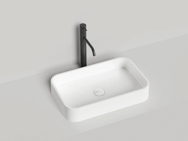 накладная раковина в ванную salini callista 104 1101204sm, 54,5 x 34,5 см, из материала solix, глянцевая или матовая, белая