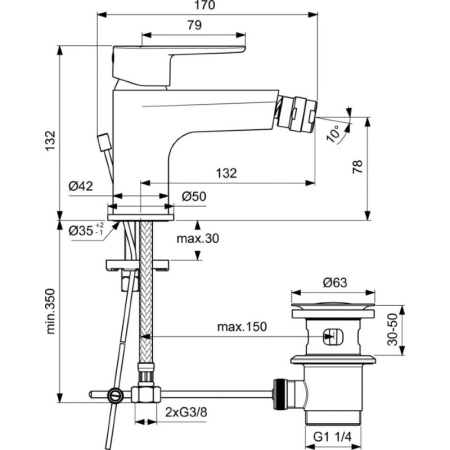 смеситель для биде ideal standard cerafine o bc705xg