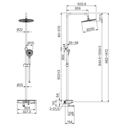 душевая система iddis shelfy shesbbti06