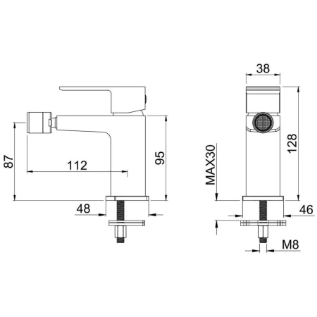 смеситель allen brau infinity 5.21004-00 для биде, с донным клапаном, хром