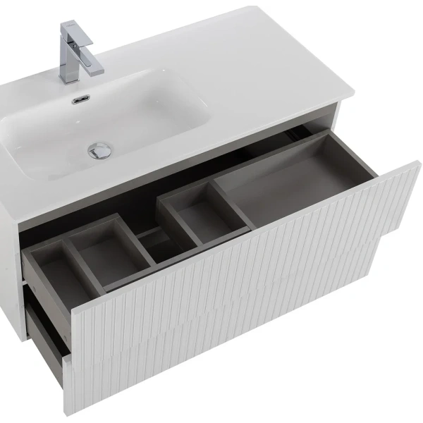 тумба под раковину cezares duet-n 100 l duet-n-1000-2c-so-bl-l подвесная bianco lucido