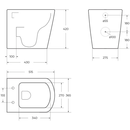 унитаз belbagno albano bb120cbr приставной без сиденья