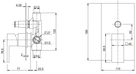 смеситель для душа cezares unika unika-vdim-02 бронза
