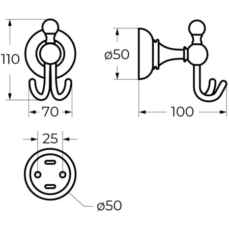 двойной крючок cezares aphrodite aphrodite-dhk1-02-m бронза