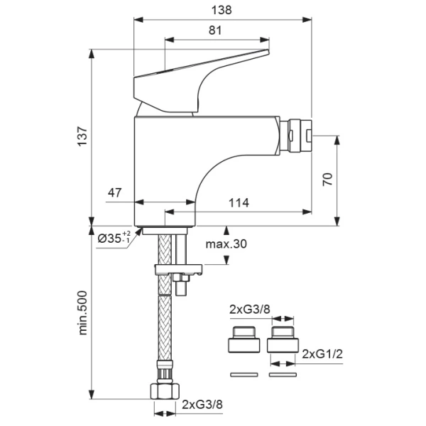смеситель vidima next ba369aa для биде