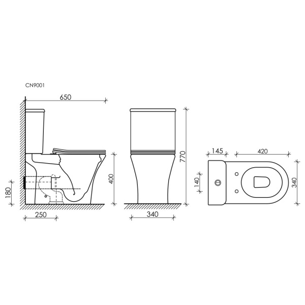 бачок для унитаза ceramicanova fortuna rimless cn9001-t, двойной смыв 3/6л