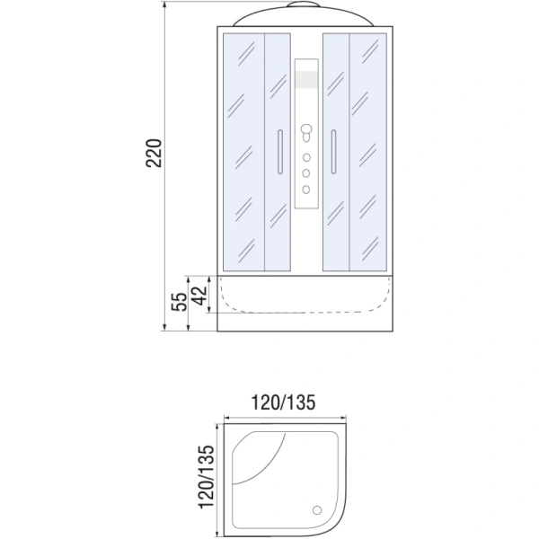 душевая кабина river temza 120x120x55 мт 10000002183 профиль матовый хром задняя стенка белая