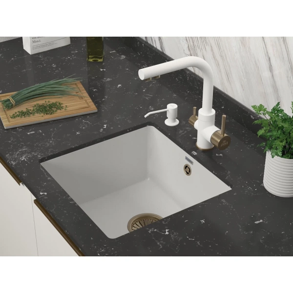 смеситель для кухни paulmark essen es213011-431br белый матовый/ бронза