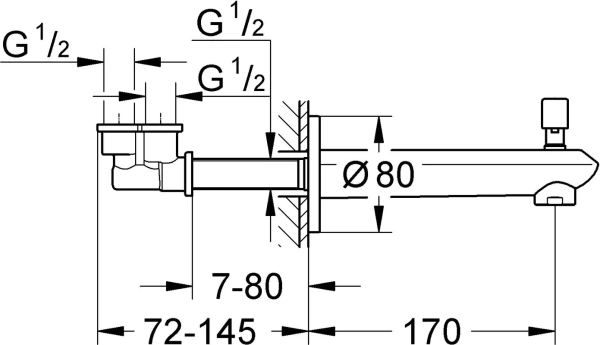 излив grohe eurodisc cosmopolitan 13279002 для ванны с душем