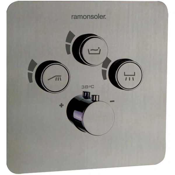 смеситель для душа ramonsoler rs smart 85t301snc с термостатом никель брашированный