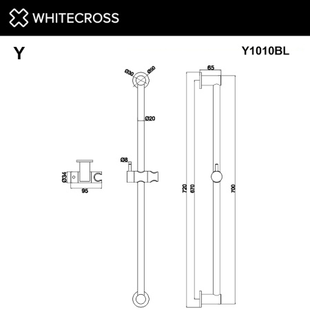 душевая штанга whitecross y brushed gold y1010glb брашированное золото