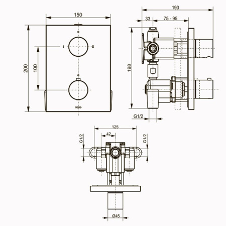 смеситель для душа toto showers db421rve с термостатом