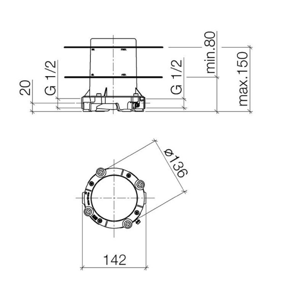 внутренняя часть dornbracht 35.945.970.90 для напольного смесителя