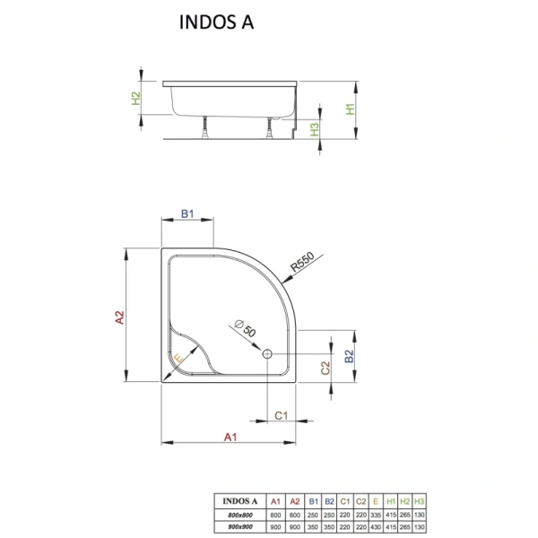 душевой поддон 80×80 см radaway indos a sia8080-01