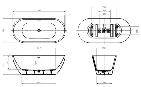 акриловая ванна belbagno uno 170x75 bb701-1700-750-k без гидромассажа