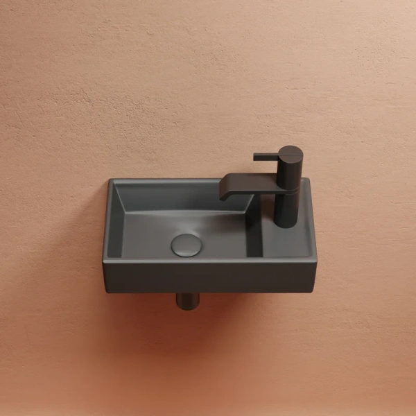 раковина ceramicanova element cn6051lmdh подвесная, чаша слева, 41.7х21.7 см, темный антрацит матовый