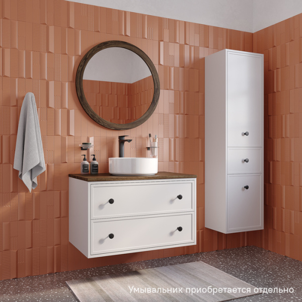 тумба подвесная со столешницей мдф, макадамия орех 80 см iddis torr tor80wmi95k белый матовый