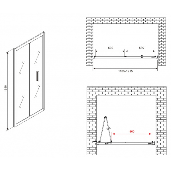 душевая дверь abber sonnenstrand 120 ag07120b профиль черный, стекло прозрачное