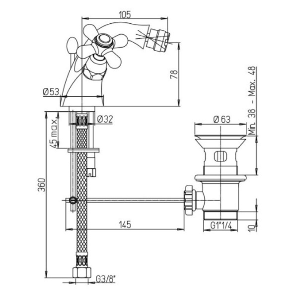 смеситель для биде paini liberty 17f3327km цвет старая бронза